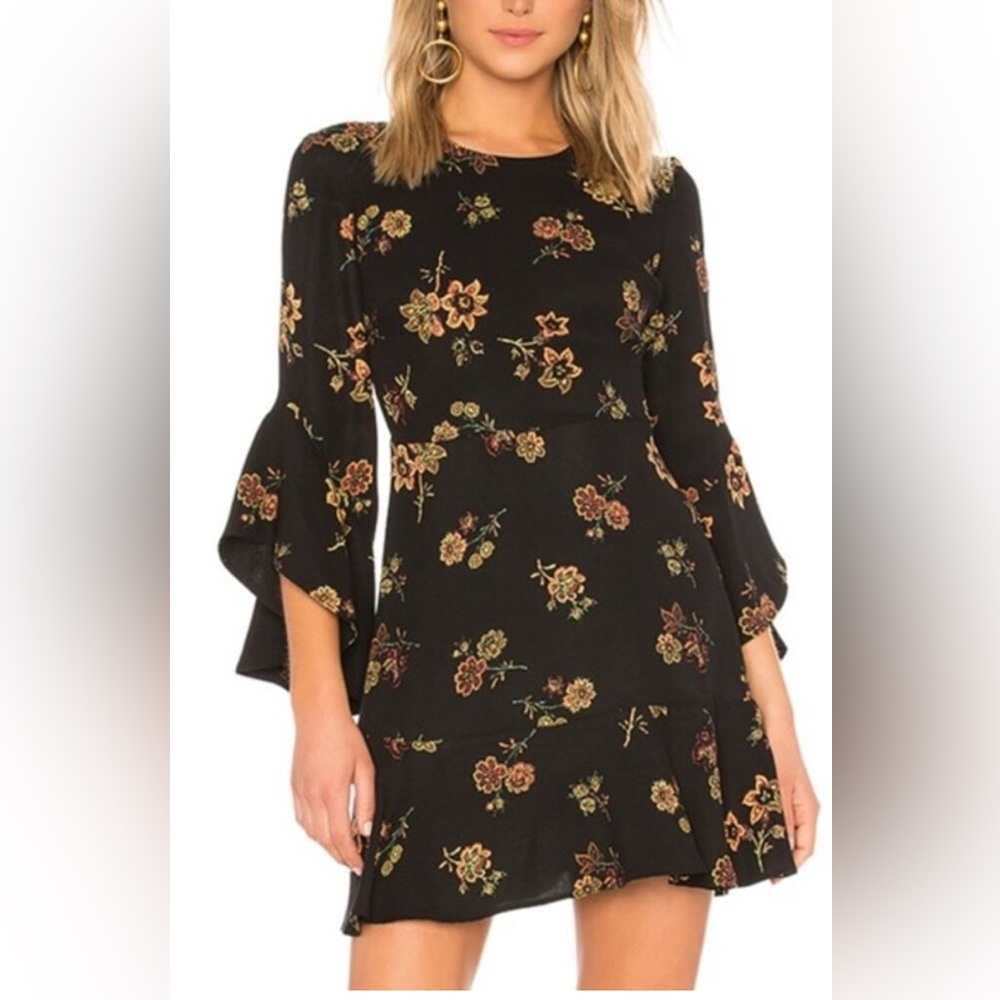 A.L.C. Cassidy Black Dress with Vibrant Floral Patterns 💐 LIKE NEW